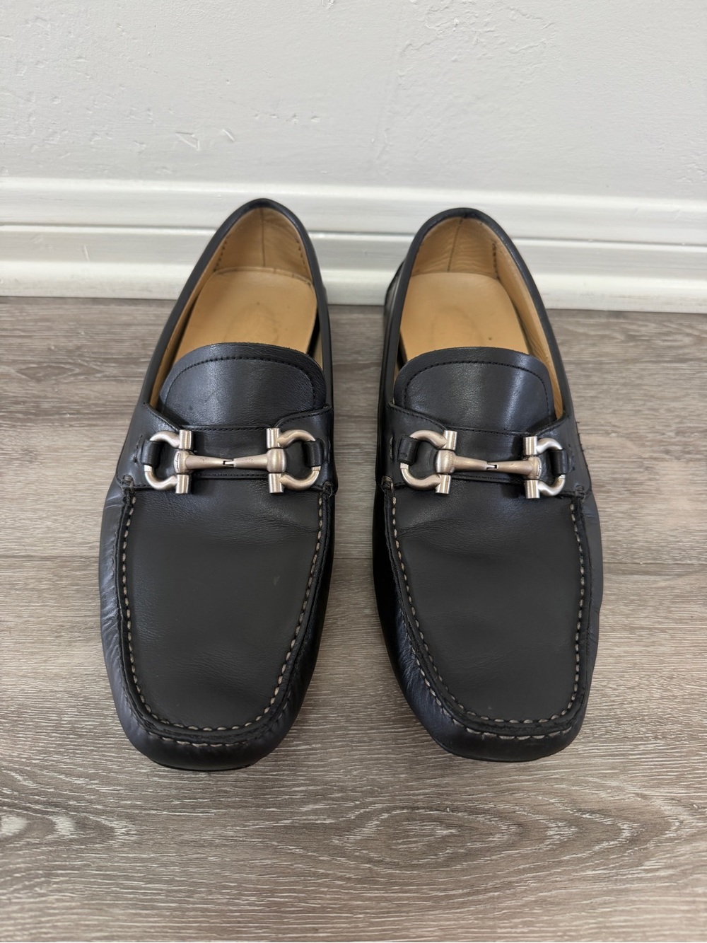 Men's Black Ferragamo Leather Bit Loafers